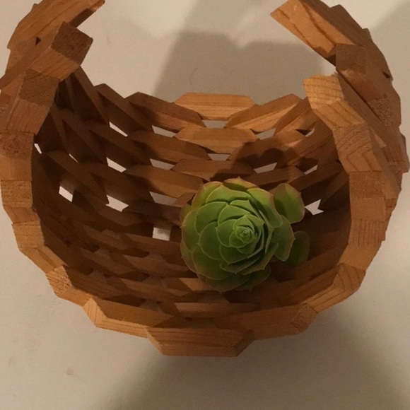 Vintage Planter Mid Century Modern Geometric Brutalist Wood Art Basket/ Planter - Picture 4 of 16